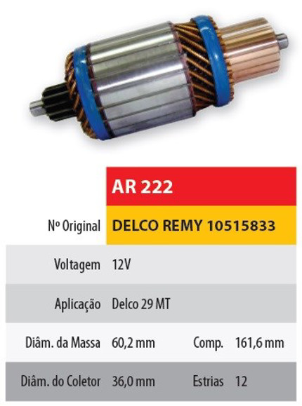 INDUCIDO 12V DELCO REMY 29MT (10515833) (161,6X60,2X12X36)