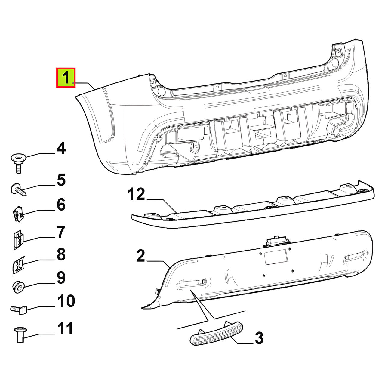 PARAGOLPE TRAS. PRIMER S/AGUJ. SENSOR -ORIGINAL