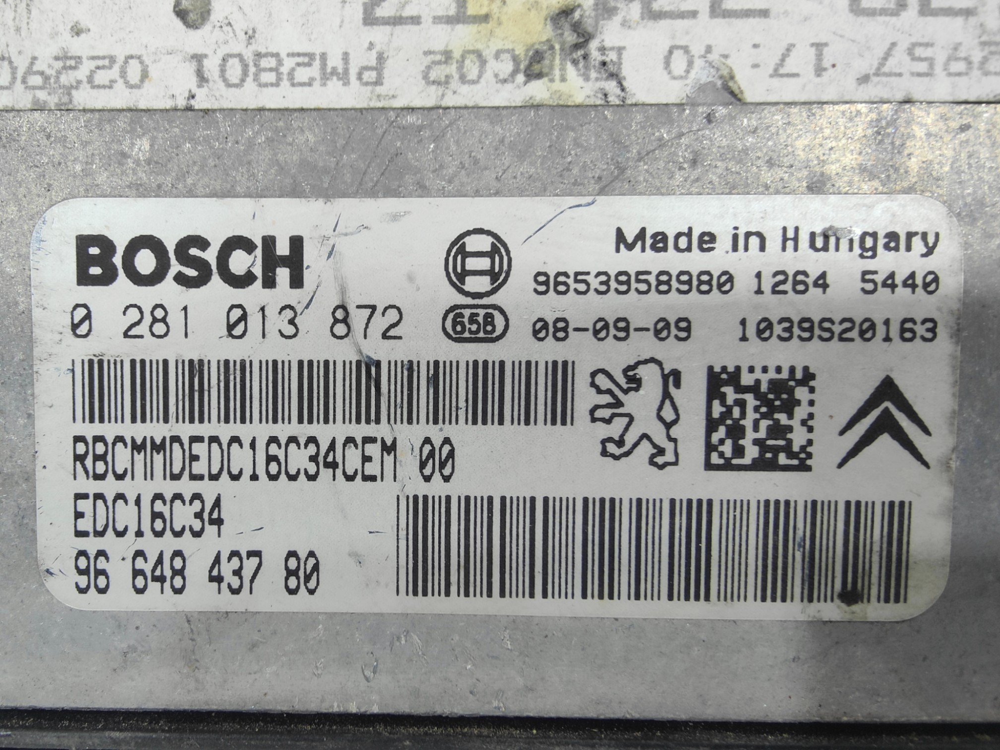 ECU de motor Peugeot Citroen 1.6 HDI 2008, Ref: 10840-K3A6