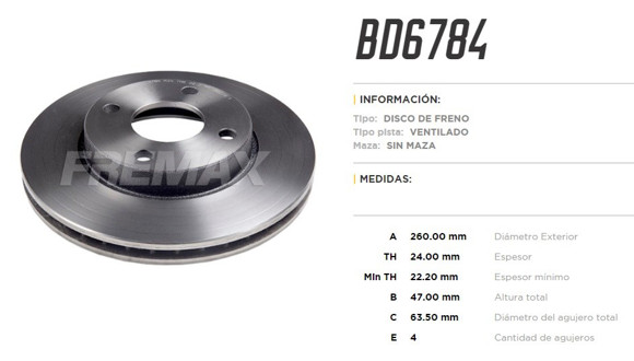 DISCO DE FRENO FORD MONDEO 1.8TD/1.8I/2.0I 1993-/COUNTOUR