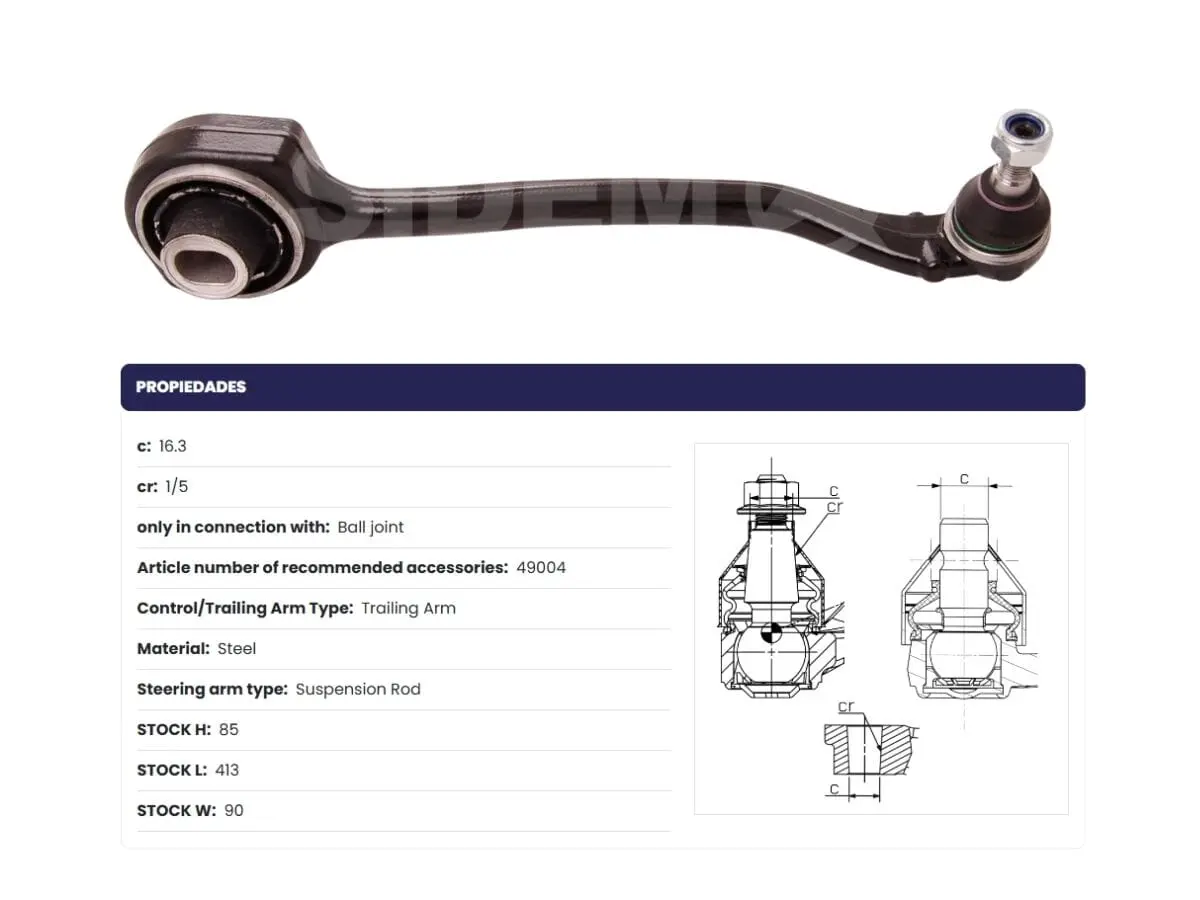 Brazo Suspension Mercedes Benz C200/220/230/270/320/350 CLC/200 00-25 Der C/Rotula
