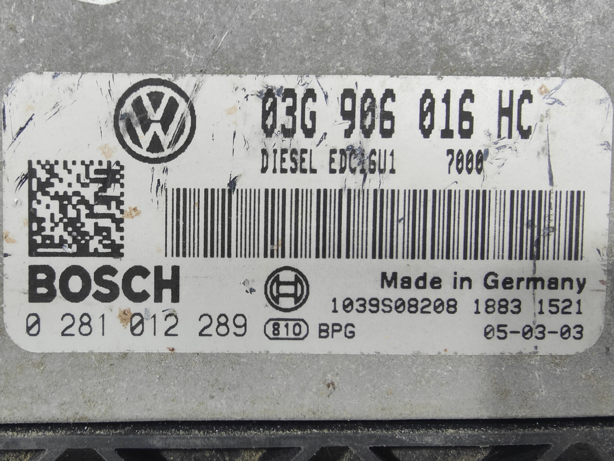 ECU de motor Seat ALTEA 1.9 TDI 105CV , Ref: 8166-K3B3