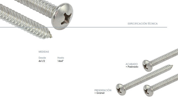 TORNILLO CABEZA PAN PHS INOX 304 8X3/4 PASIVADO(4,2MM)