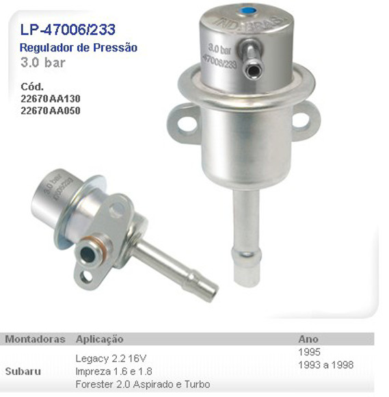 REGULADOR DE PRESION 3.0BAR SUBARU IMPREZA 1.6/1.8/FORRESTER