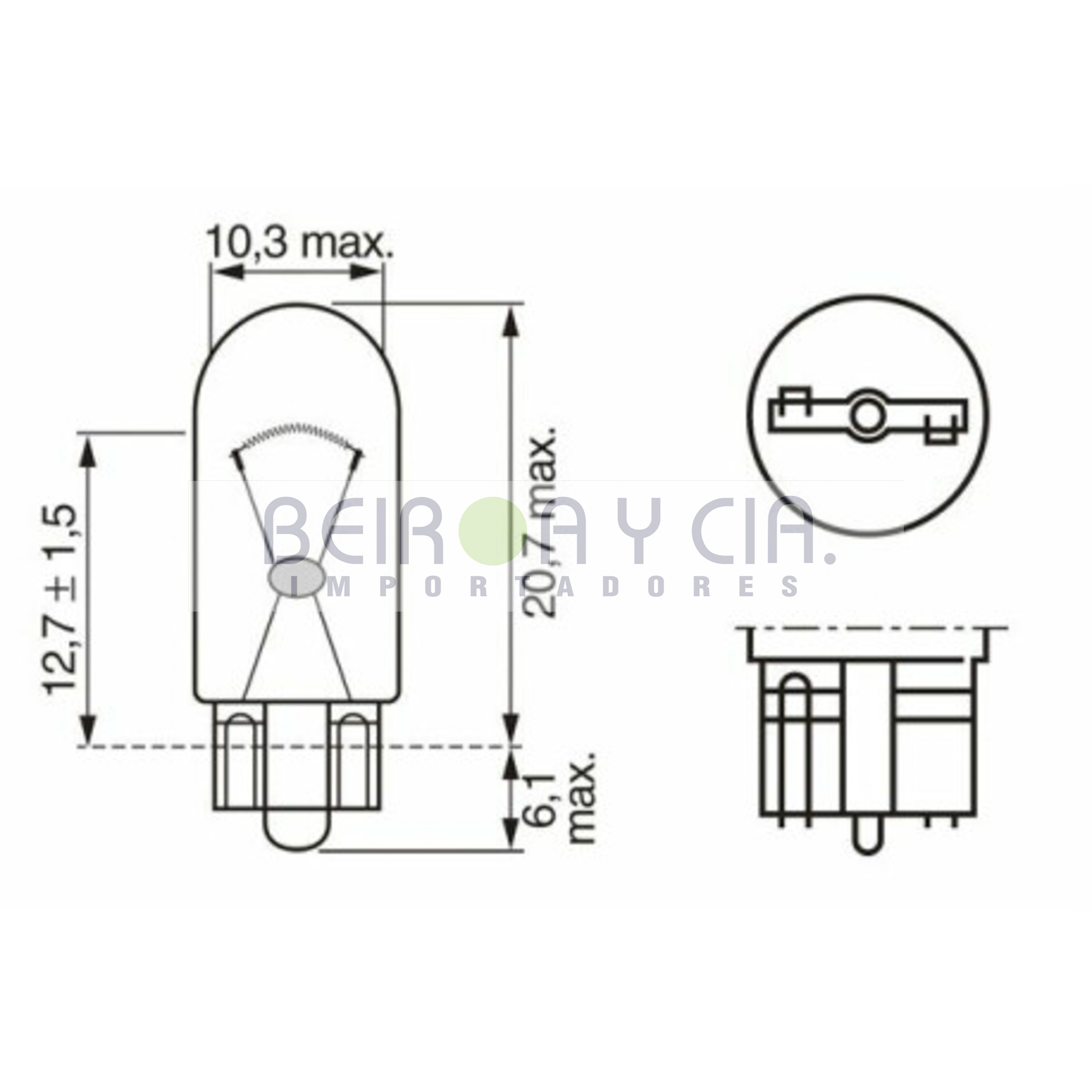 LAMPARA NARVA 17097 12V 3W CIRC/IMPRESO T10