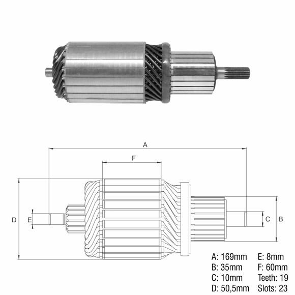 INDUCIDO 12V ISUZU/TOYOTA (167,5X50,4X19X23)