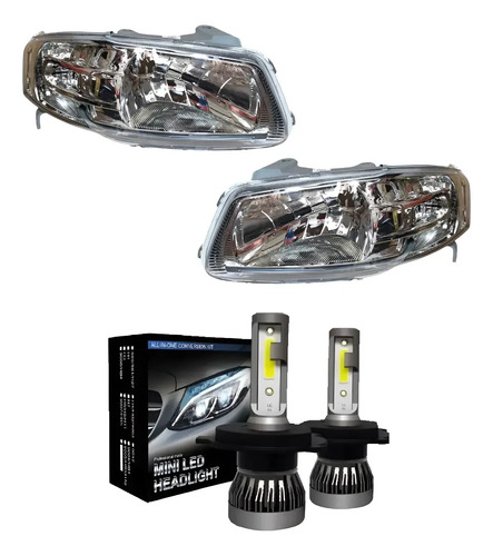 Kit Semiopticas Volkswagen Gol G3 Led H4 Corta Larga