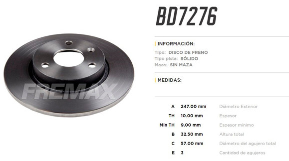 DISCO DE FRENO CITROEN AX 1991-/SAXO 1.1I/1.4I/1.5D 2000-