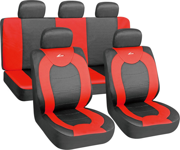 JUEGO DE FUNDAS CUBRE ASIENTO COLOR NEGRO Y ROJO
