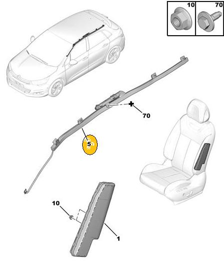 AIRBAG CORTINA CITROEN C4 II 2012 EN ADELANTE DERECHO [ORIGINAL PSA]