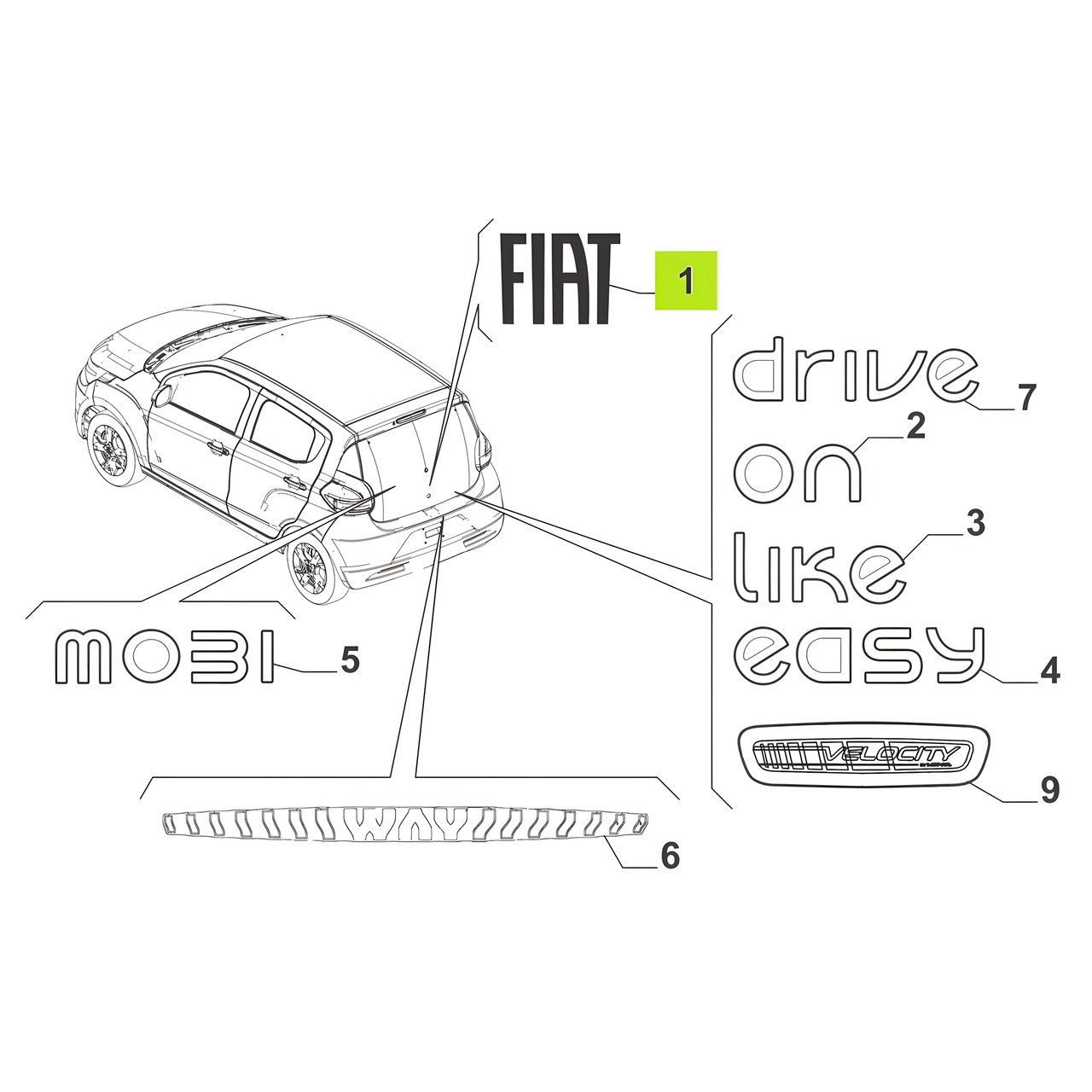 SIGLA "FIAT" PORTON TRASERO (CROMADA) -ORIGINAL