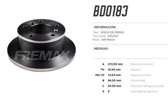 DISCO DE FRENO TRASERO M-BENZ SPRINTER 1995 EN ADELANTE