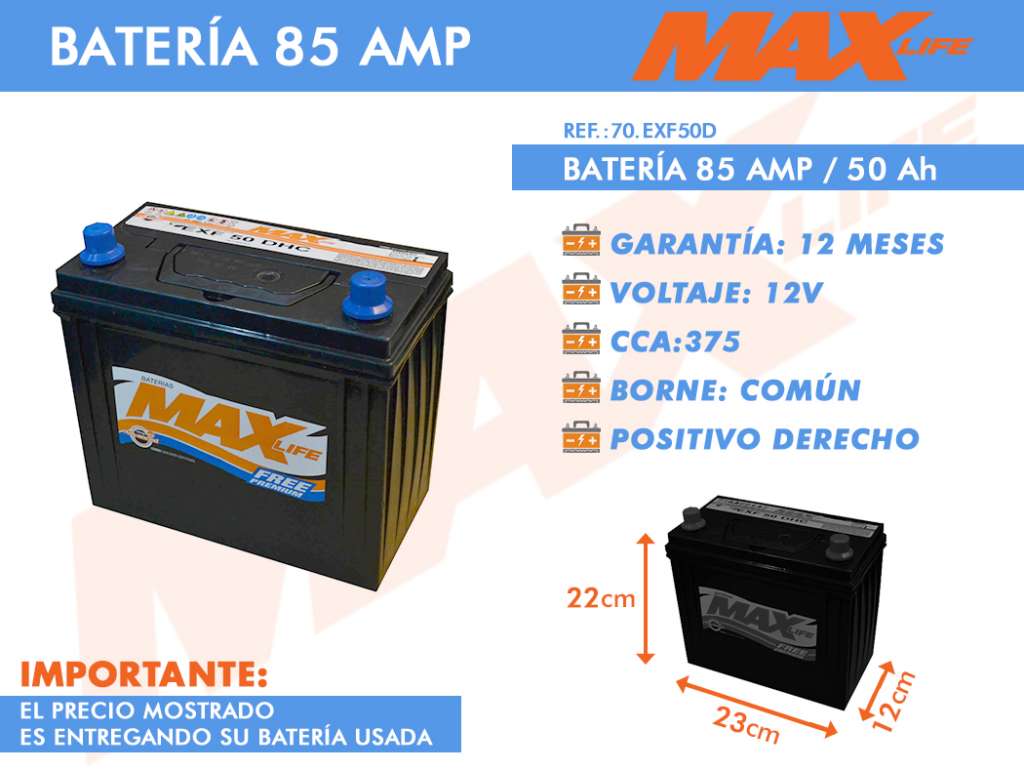 BATERIA MAX 50/85 230X120X220 DER
