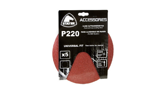 SET DE 5 LIJAS DE 225MM P/LIJADORA DE PARED GR.220