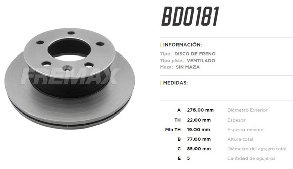 DISCO DE FRENO MERCEDES BENZ SPRINTER 310/313/413 2002-97/99