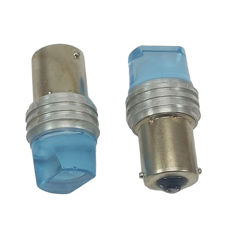 Lámpara LED BA15S de un polo, 3 LED, azul, con destello