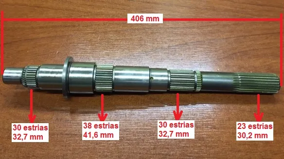 Eje acanalado de transmisión