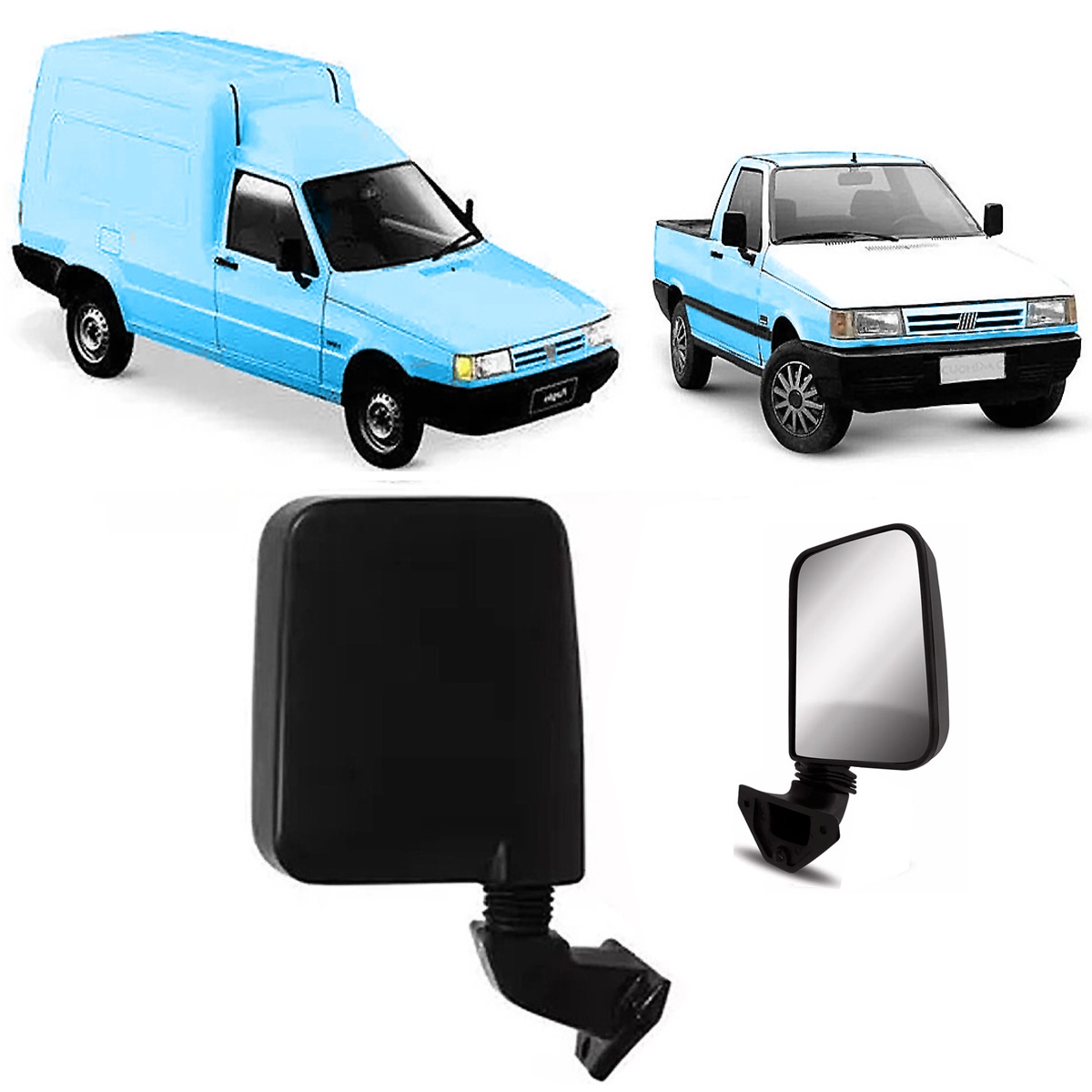 Espejo Derecho Fiat Fiorino 1991 1996 Sin Control Base 3 Tornillos