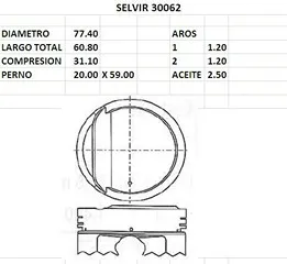 PISTONES 77.40mm HYUNDAI ELANTRA 1.6 N 16v STD