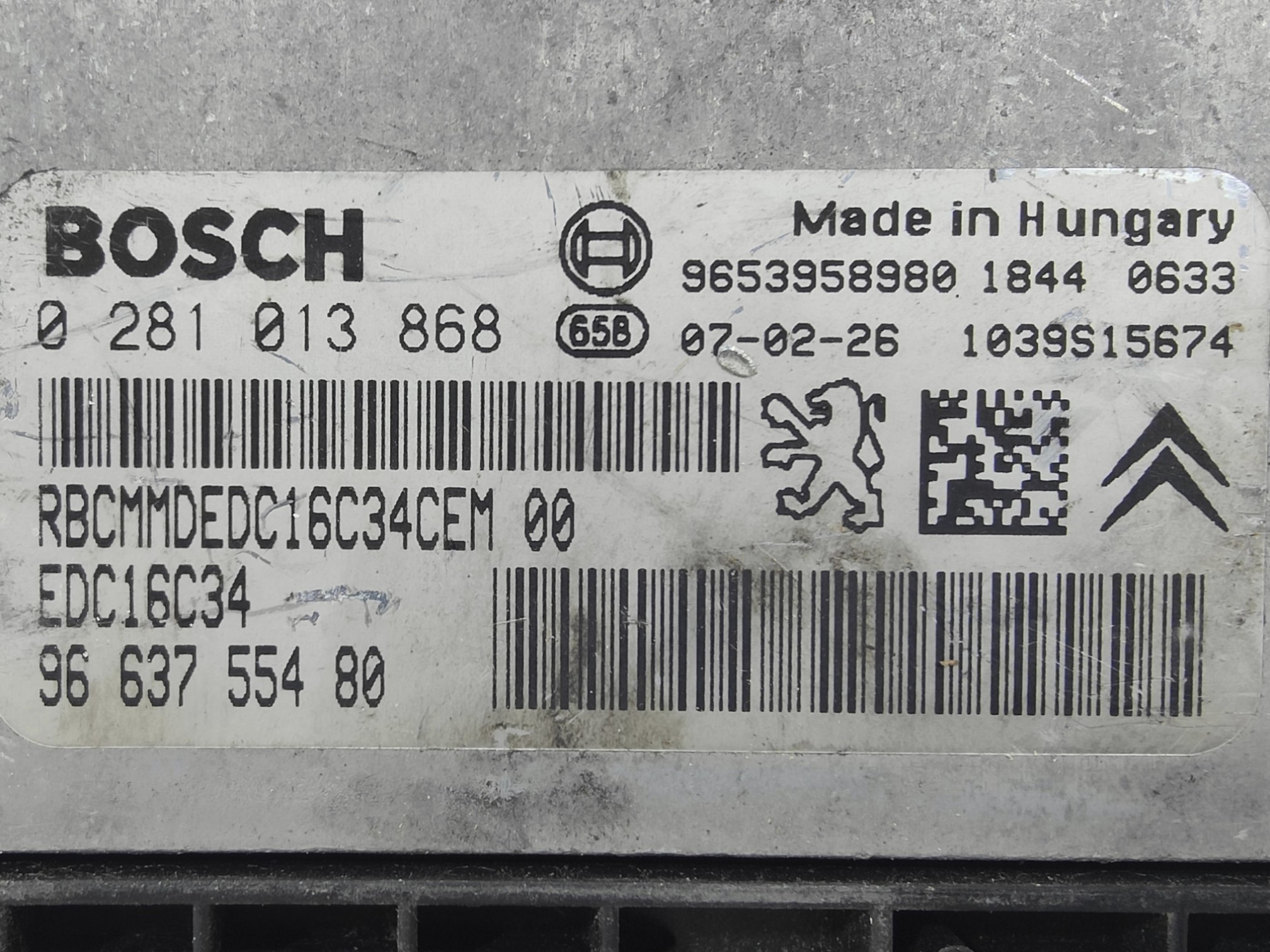 ECU de motor Peugeot 207 1.6 HDI 2007, Ref: 10957-K3B9