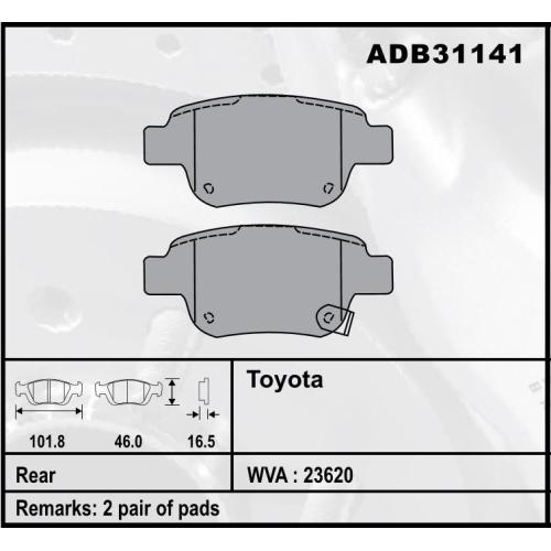 JGO. PASTILLAS FRENO TOYOTA COROLLA 2003...2006 TRASERAS  101X46X15MM (23620/21/22) COMLINE