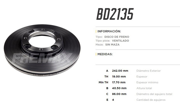DISCO DE FRENO HYUNDAI ACCENT 1.3-1.5/EXCEL (VENTILADO)