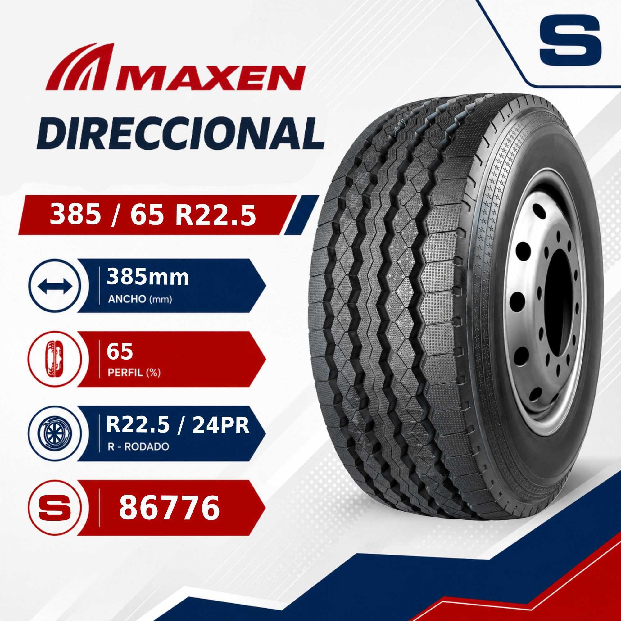 NEUMATICO 385/65 R22.5 24PR DIRECCIONAL MAXEN S969