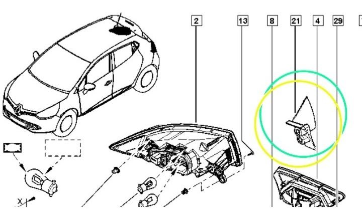 Moldura Faro Trasero Renault Clio Iv Original