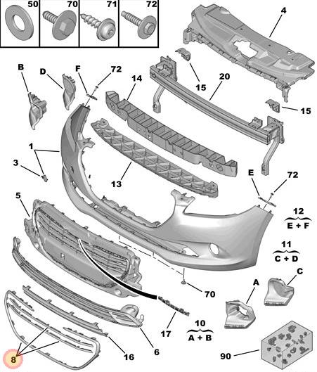 Moldura de paragolpes delantero