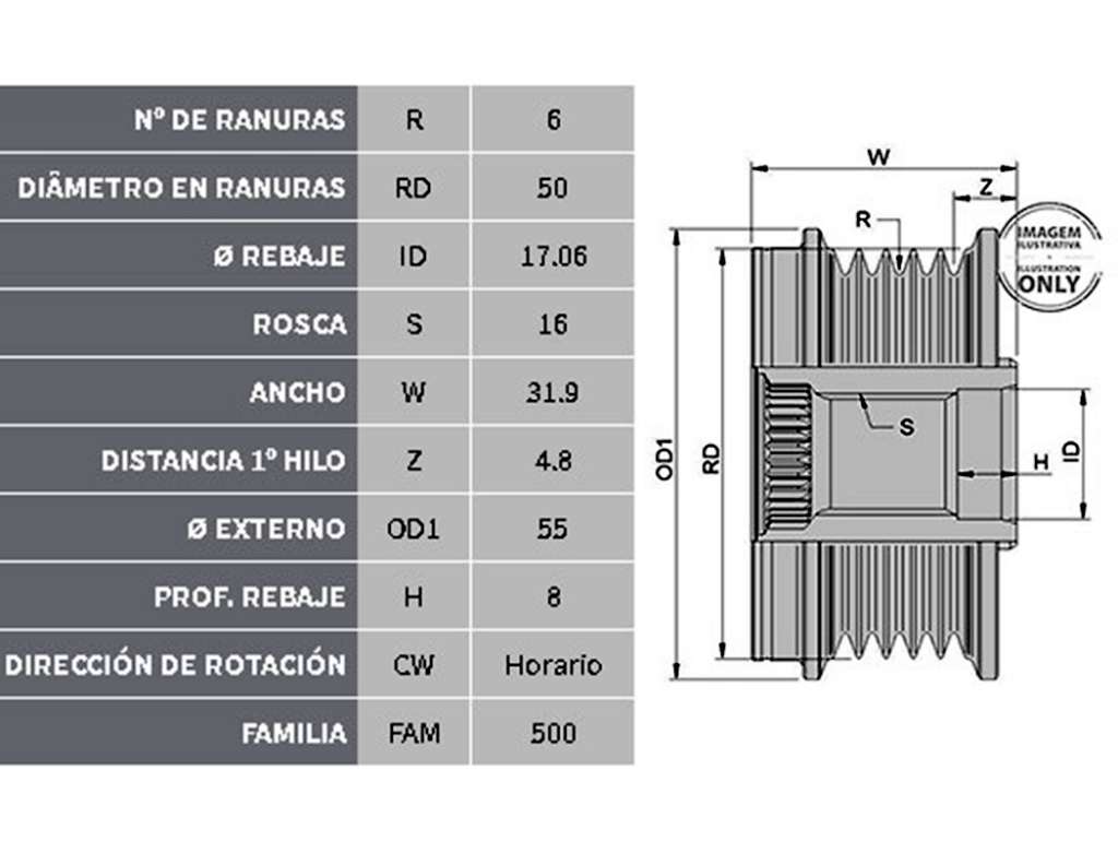 POLEA ALTERNADOR GM ASTRA/VECTRA 6PK LIBRE
