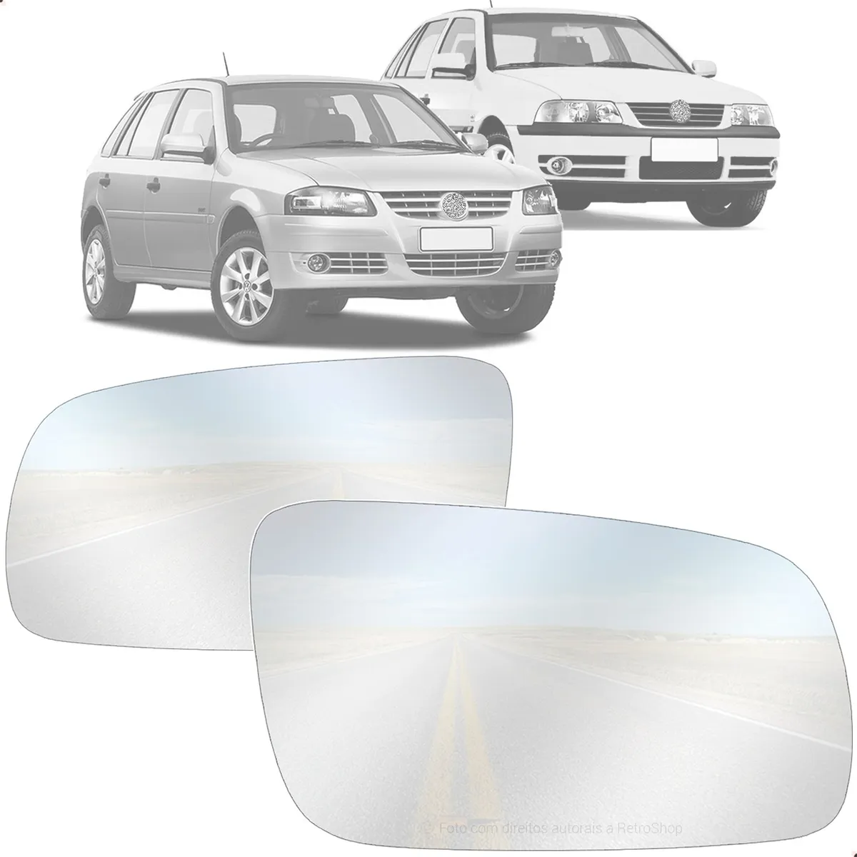 Par de lentes de cristal para espejo retrovisor Gol Saveiro G3 G4 00 a 10
