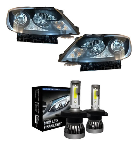 Kit Semiopticas Byd E5 Con Lamparas Led H7 Luces Corta Larga