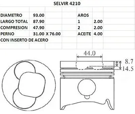 PISTONES 93mm ISUZU 4JA1 STD C/INSERTO