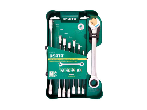 JUEGO DE 8 LLAVES SATA COMBINADAS CON CRIQUET SPEEDY