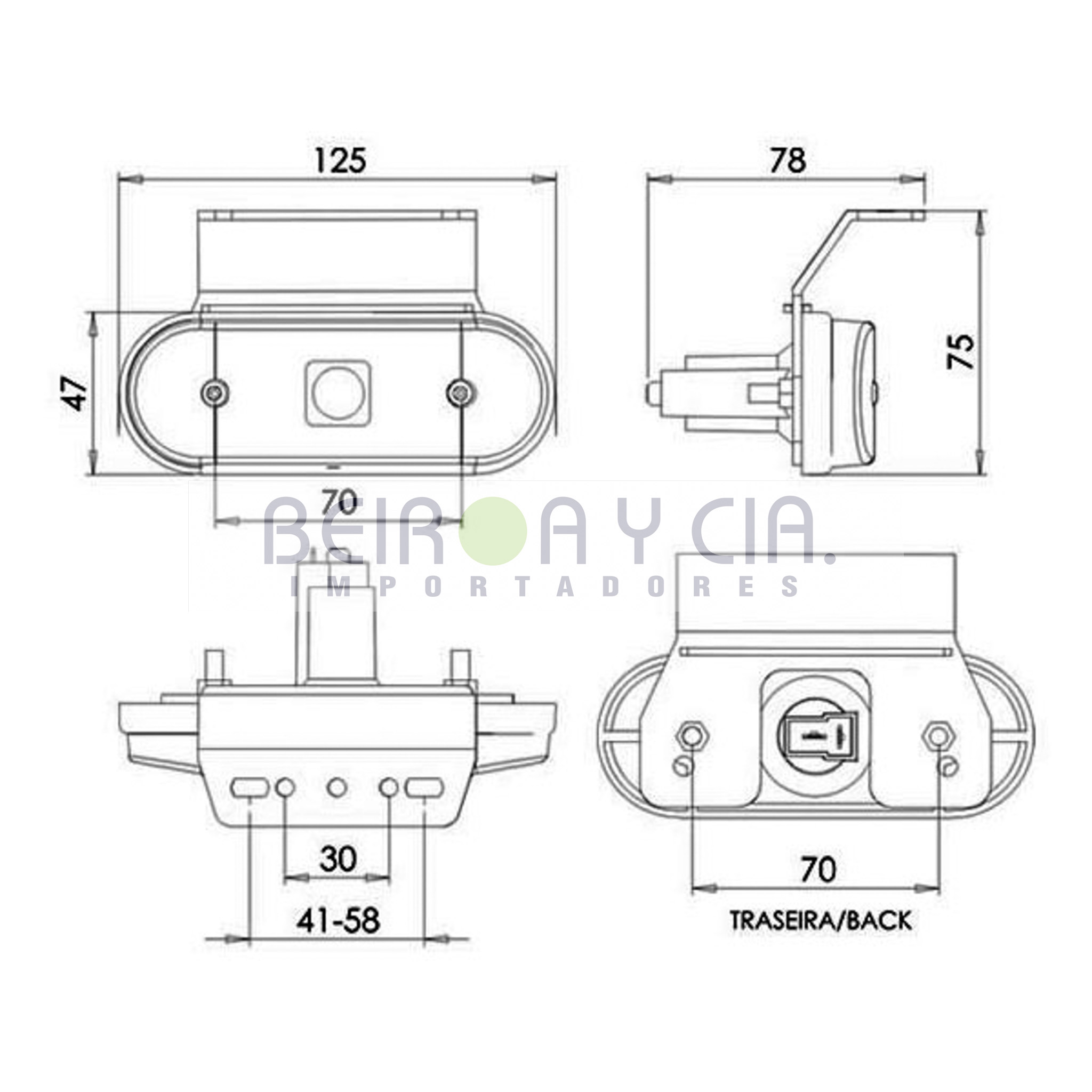 FAROL IMP. FACCHINI LATERAL OVAL LED 12/24V ROJO