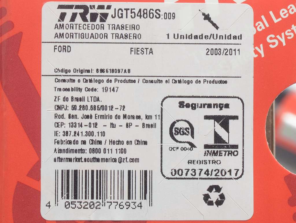 AMORTIGUADOR FO FIESTA 1.0/1.6 03/09 TRASERO
