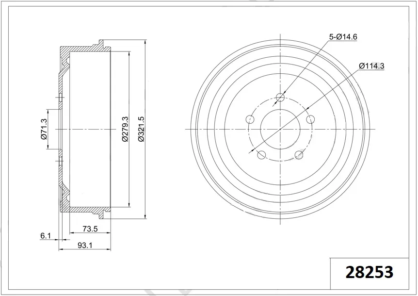 CAMPANA FRENO (279.5mm) TRA FORD RANGER 10-12