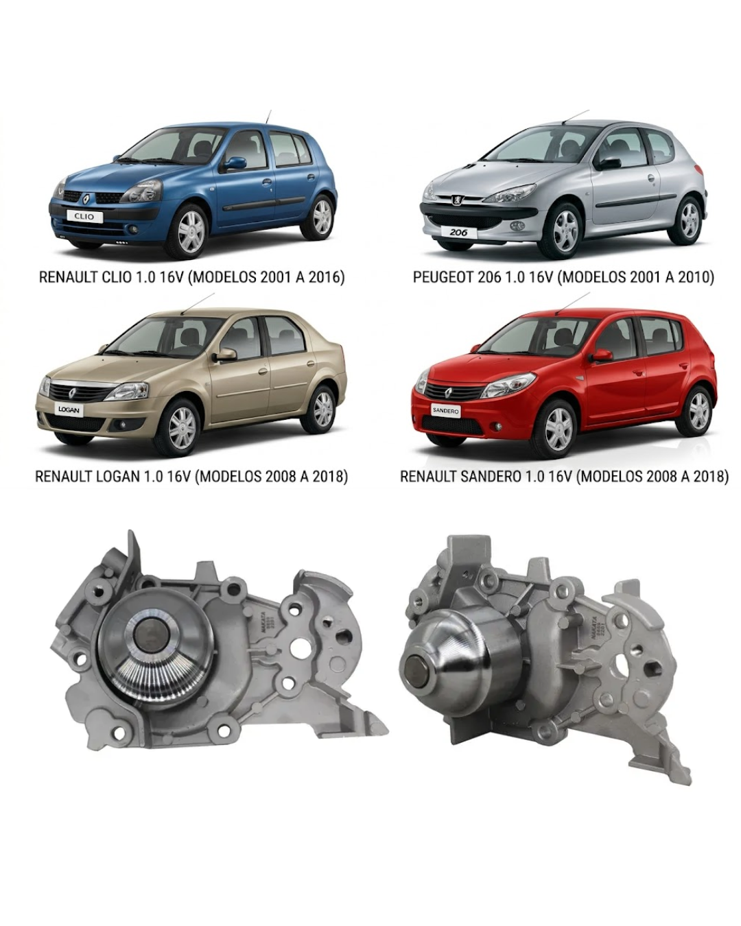 Bomba de Agua Nakata – Renault / Peugeot 1.0 16V (Modelos 2001 a 2018)
