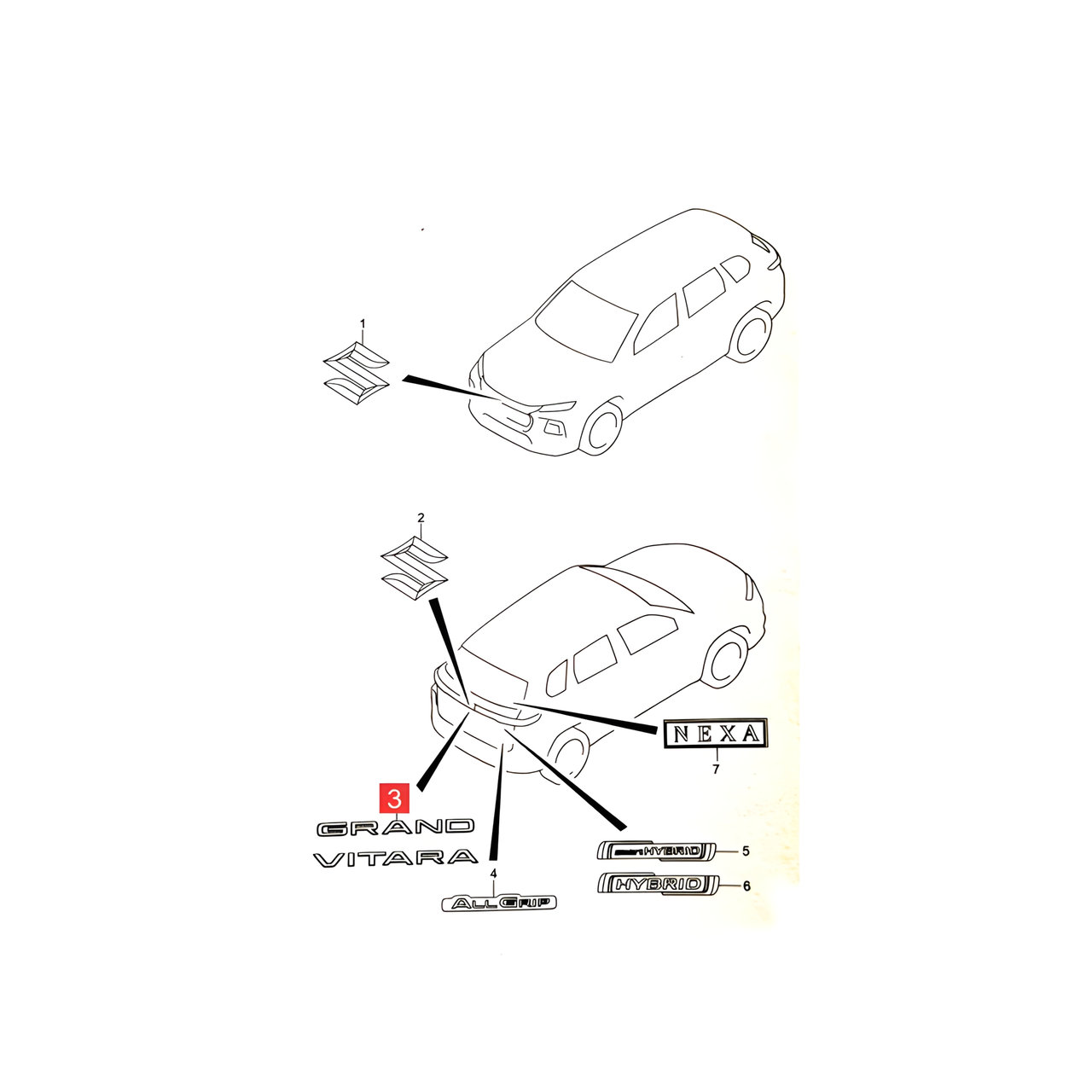 SIGLA "GRAND VITARA" PORTON TRAS. -ORIGINAL
