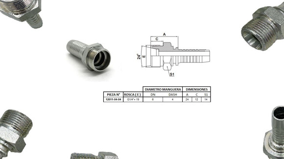 MACHO RECTO 1/4'' BSP X 19F 04 MANG.1/4''