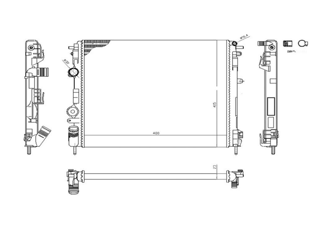RADIADOR AGUA RE KANGOO 1.6 ALUMINIO MECANIZADO C/A