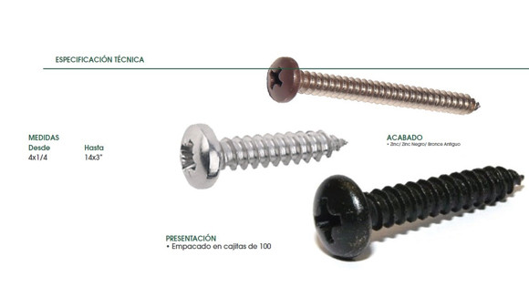 TORNILLO CABEZA PAN PHS ROSCA CHAPA 6X1.1/2 ZINC.(3,5MM)
