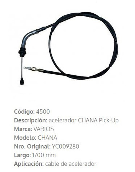 CABLE DE ACELERADOR CHANA PICK-UP 1702MM