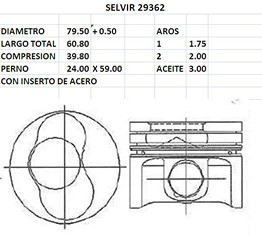PISTONES 79.50mm VW GOL 1.9D 0.50