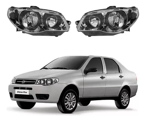Kit Semiopticas Delanteras Fiat Siena Fire Cañon Negro