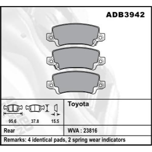 JGO. PASTILLAS FRENO TOYOTA COROLLA 2004... TRASERAS 96X38X15MM (23816)COMLINE