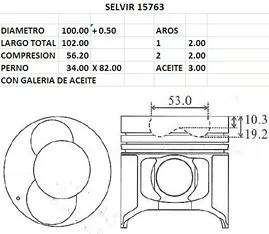 PISTONES 100mm KIA 3600 I 0.50 TIK