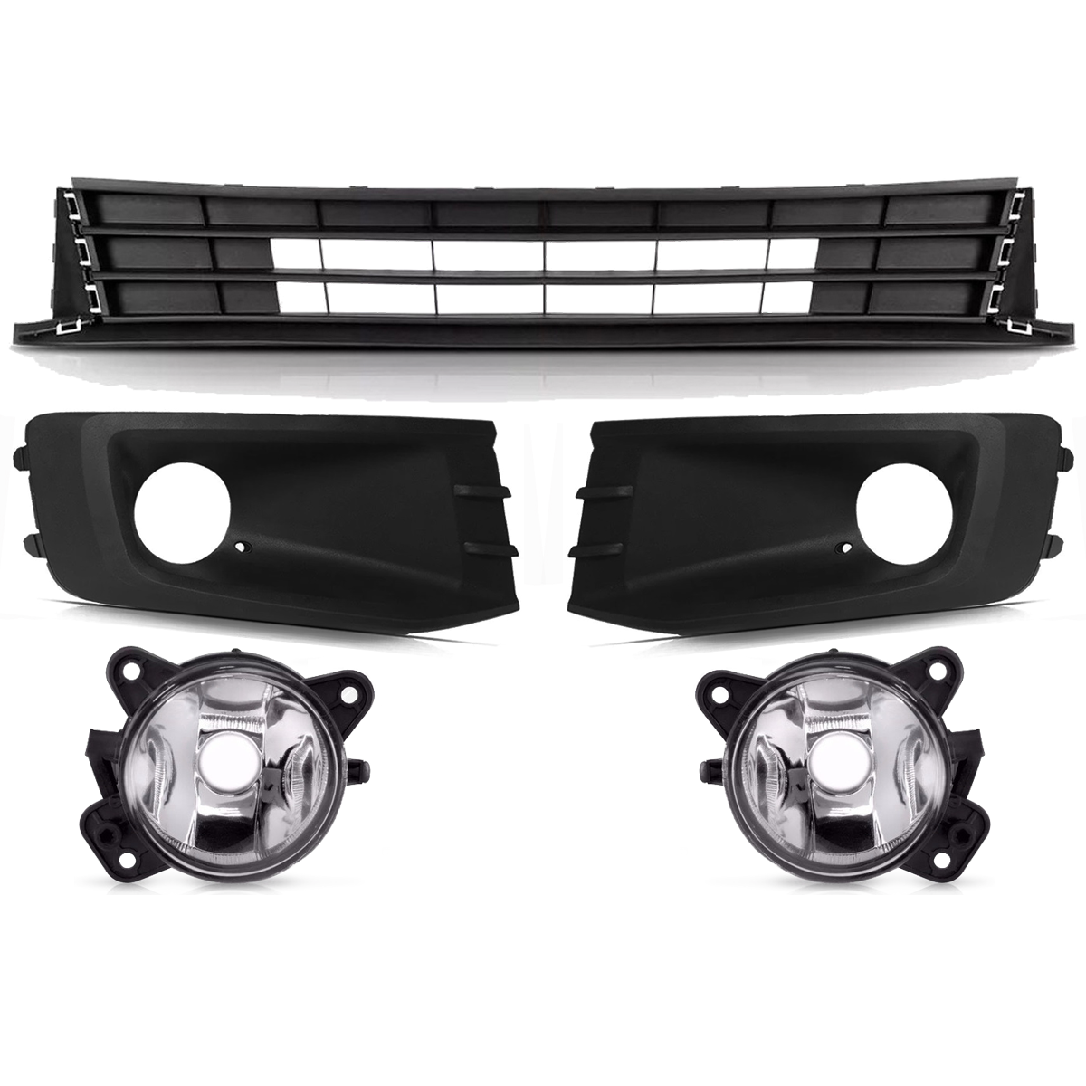 Kit 3 Rejillas + 2 Faros Camineros Vw Saveiro G6 2014 2015