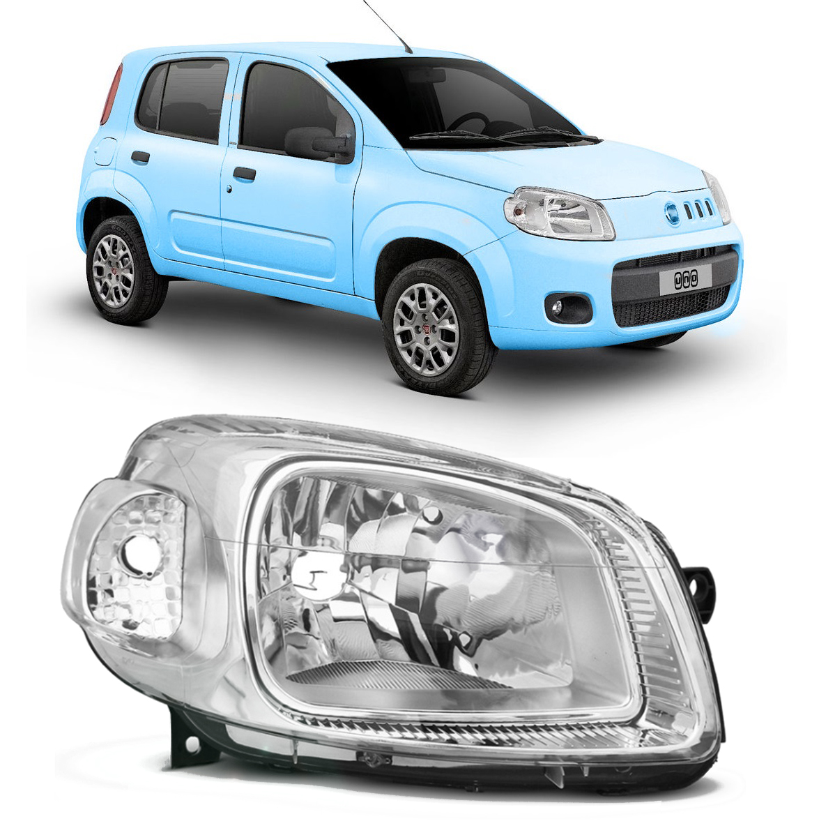 Semioptica Cromada Derecha Fiat Uno Evo Base 2010  2014