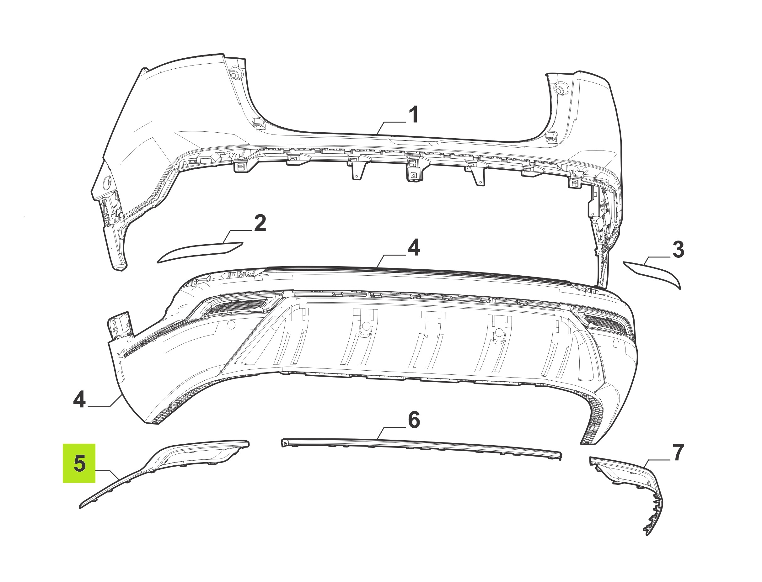 MOLDURA CROMADA PARAGOLPE TRAS. INF. (IZQ.) -ORIGINAL